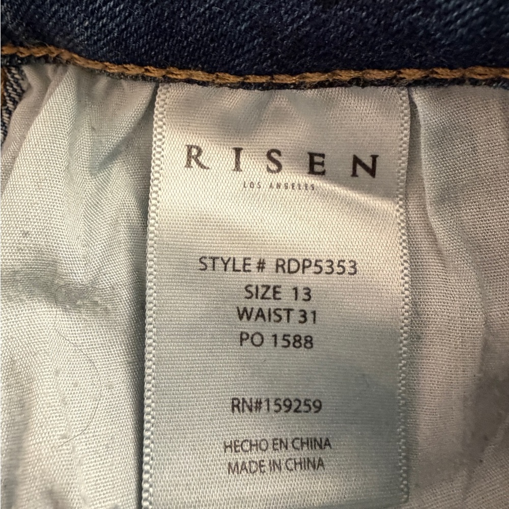 Risen Wide Leg Jeans Womens 13 Blue Distressed Raw Hem Mid Rise RDP5353 - Picture 3 of 7